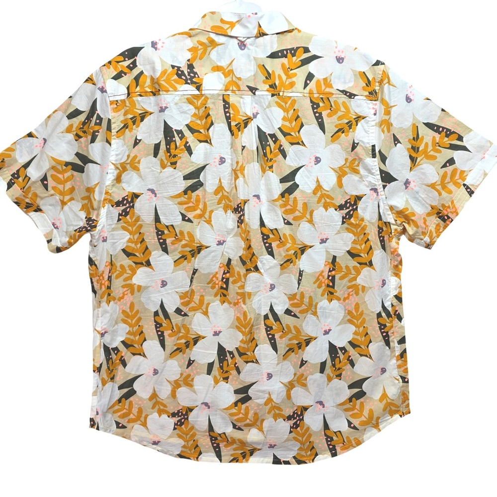 Descendant of Thieves Floral Shirt Mens XL Gold White Beach Preppy Hipster - Picture 2 of 13